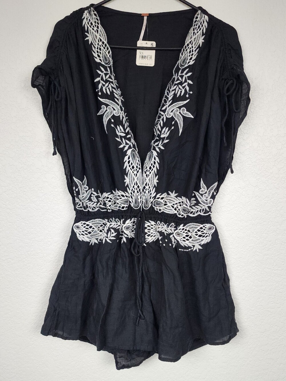 NWT $148 Free People Black Embroidered Romper